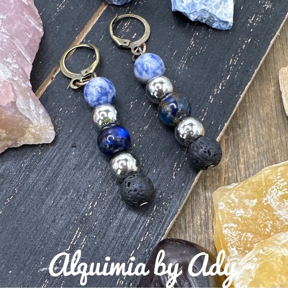 Alquimia by Ady Blue and Silver Earrings - Picture 1 of 4